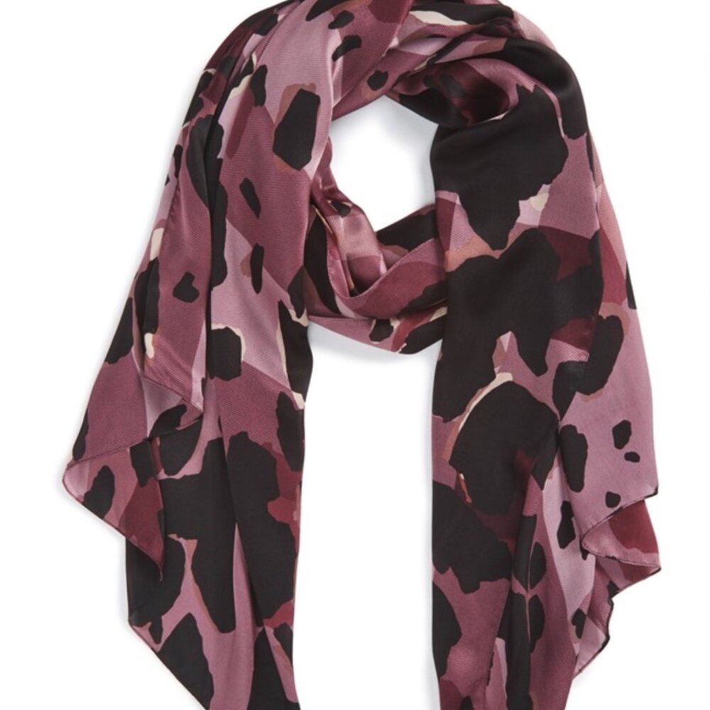 Display #2 Burberry Silk Satin Animal Print Scarf - Picture 12 of 13